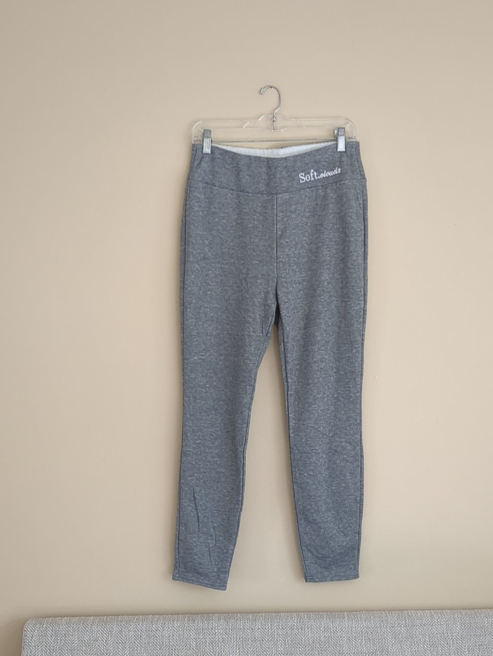 Large Gray Soft Clouds Leggings Base Layer Lined